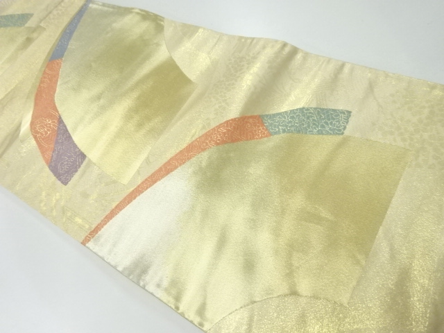 JAPANESE KIMONO / ANTIQUE FUKURO OBI / SILK / WOVEN JIGAMI & FLORAL ARABESQUE